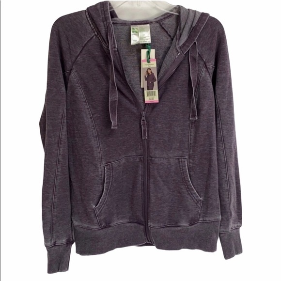 Womens Mineral Wash Hoodie Zip Up Sweatshirt Purple S - Picture 1 of 5